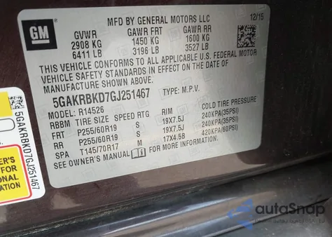 2016 Buick Enclave z USA, uszkodzony, nr VIN 5GAKRBKD7GJ251467